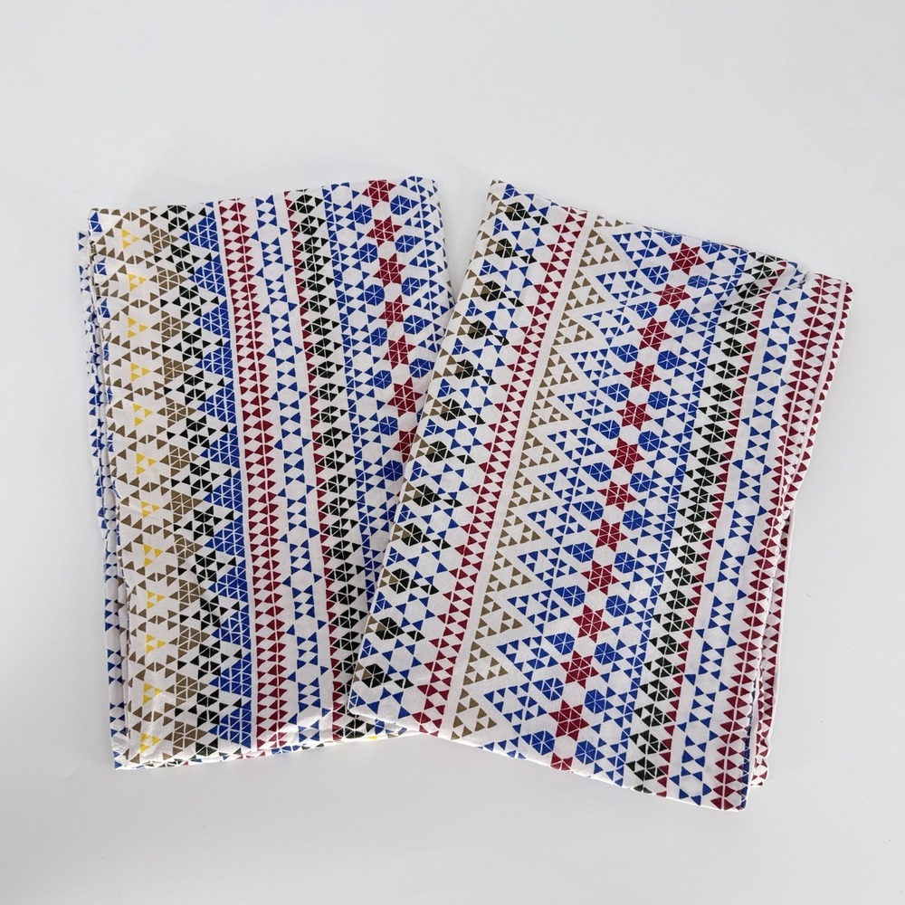IKEA Birgit Spets Pillowcases Standard Size Set of 2 Geometric Pattern Cotton